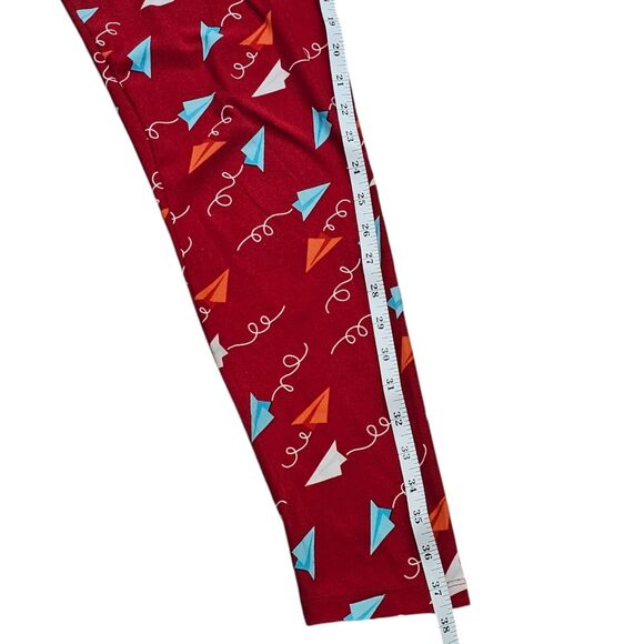 LuLaRoe Leggings Red Paper Airplane Pattern Size L/XL Tall Curvy - Picture 5 of 7